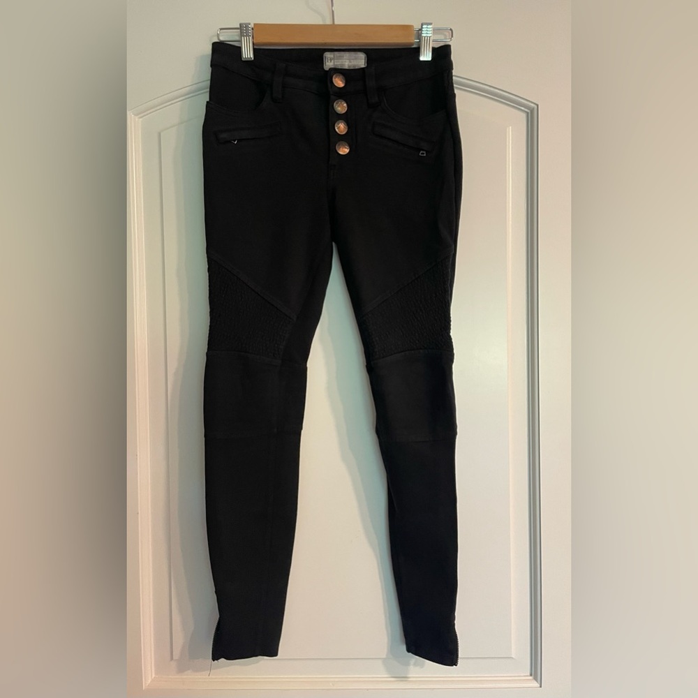 Free People Black Moto-Style Skinny Pants size 25